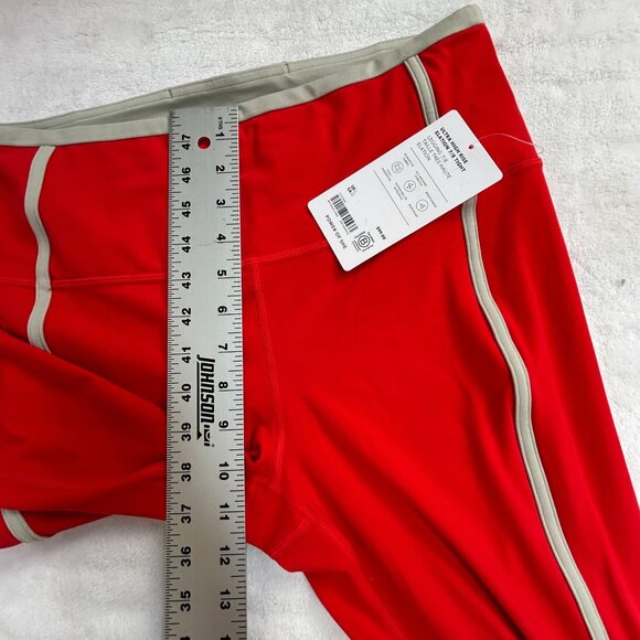 Athleta Ultra High Rise Elation 7/8 Tight Red Gray Stripe Large Yoga New $99 - Picture 6 of 8